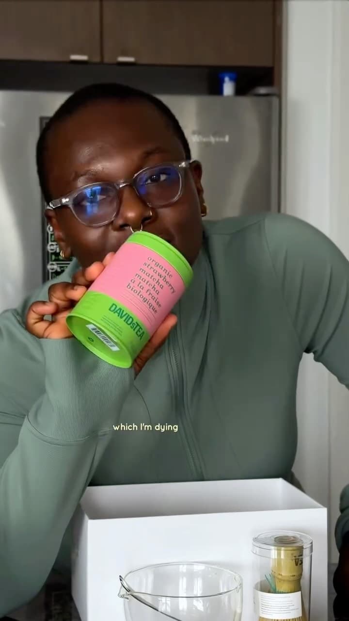 Organic strawberry matcha, no syrup needed